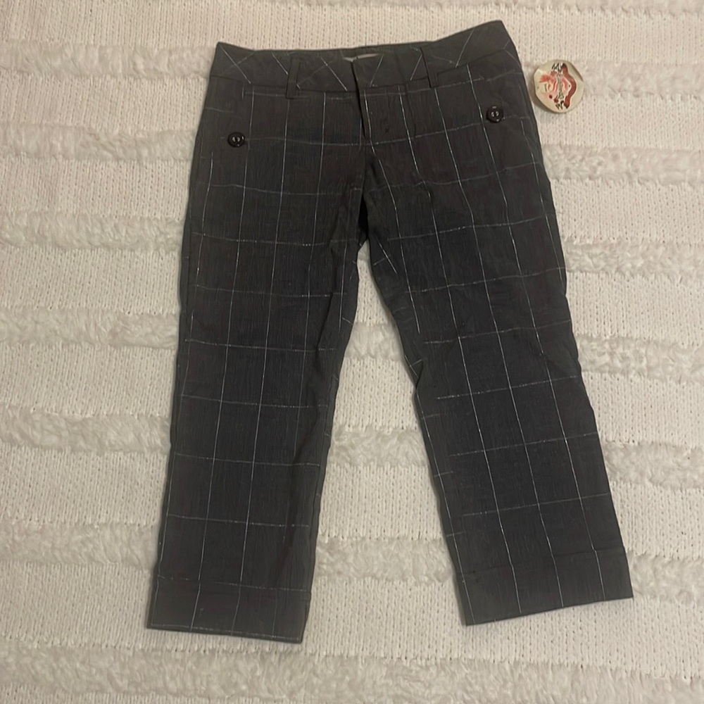 Vintage Spacegirlz cropped pants Capri gray metallic plaid women’s size 1